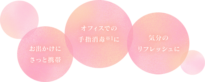 お出かけにさっと携帯 オフィスでの手指消毒(※1)に 気分のリフレッシュに